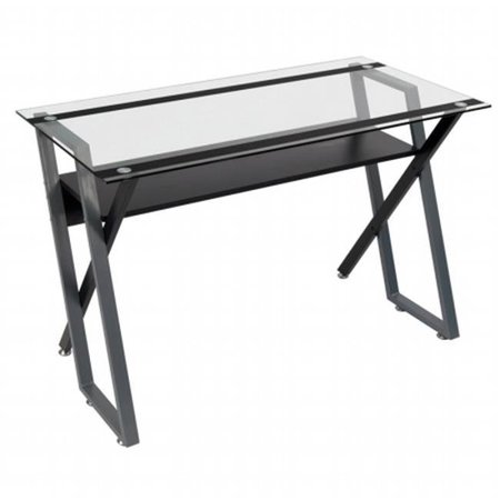 STUDIO DESIGNS StudioDesigns 50707 48 in. Colorado Desk - Black & Silver & Clear Glass 50707